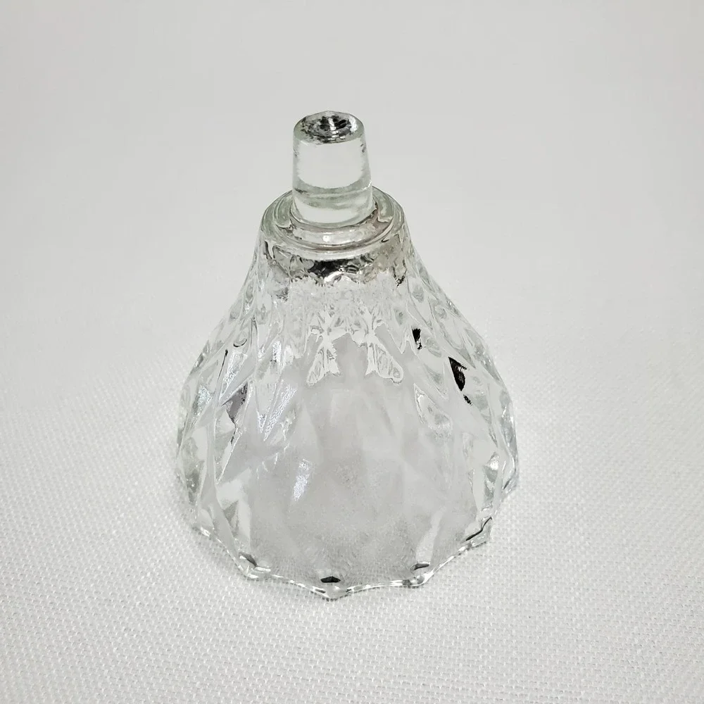 Vintage Clear‎ Glass Trinket Dish E/Lid Top Diamond Cut Jewelry Storage Ireland